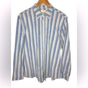Men’s Mutual Weave Regular Fit Long Sleeve Striped Button Down Shirt Size Large
